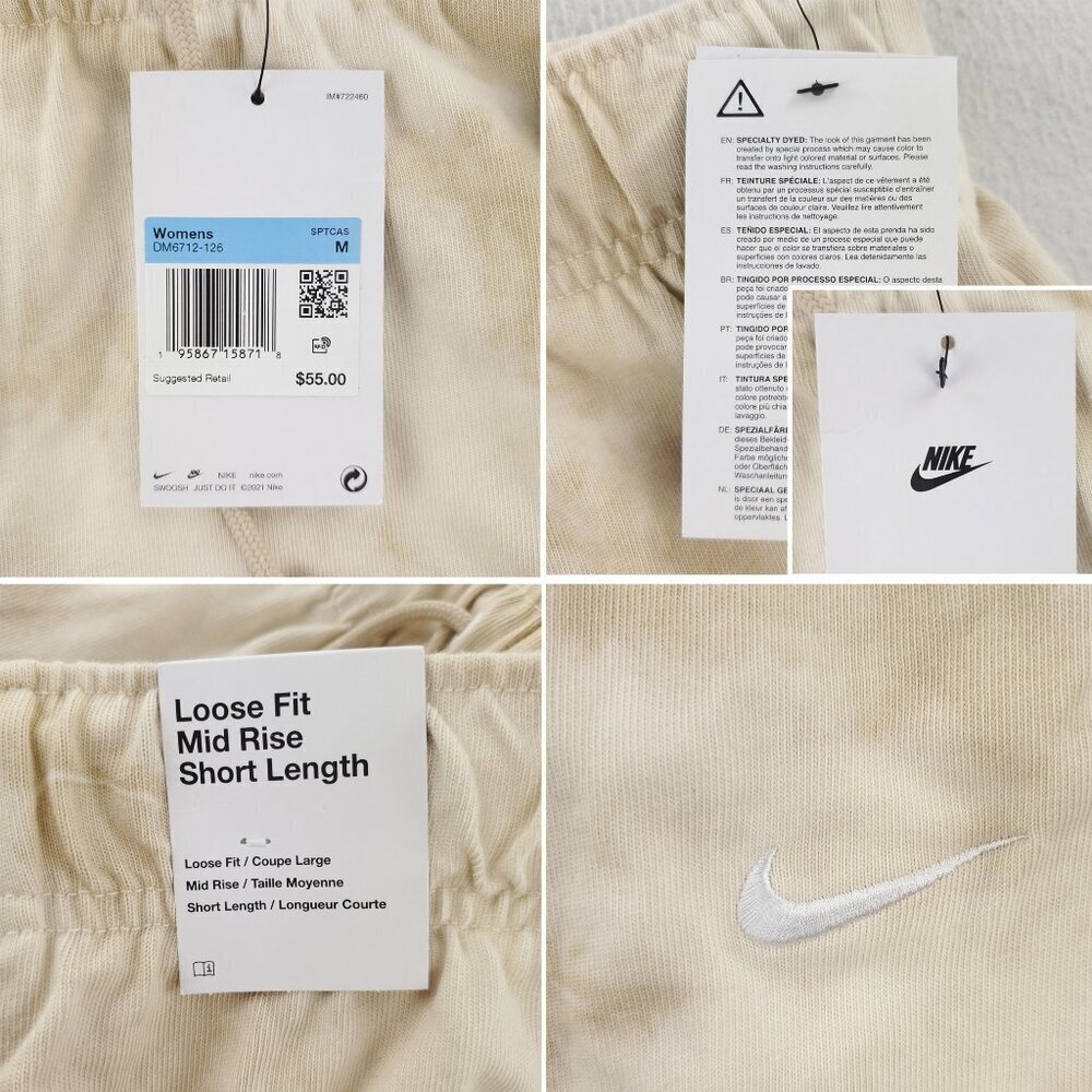 Nike Shorts Tie Dye Swoosh Loose Fit Mid Rise Short Length Women's Medium NWT - Picture 4 of 10